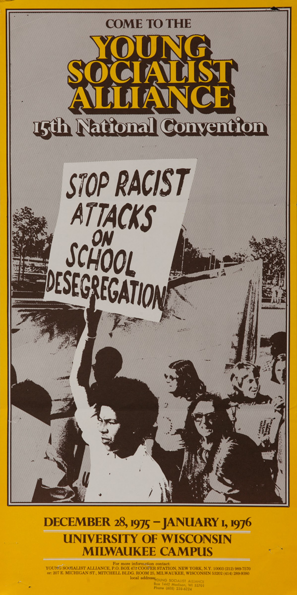 Young Socialists Alliance 15th National Convention, Stop Racist Attacks on School Desegregation, Original American Civil Rights`` Protest Poster