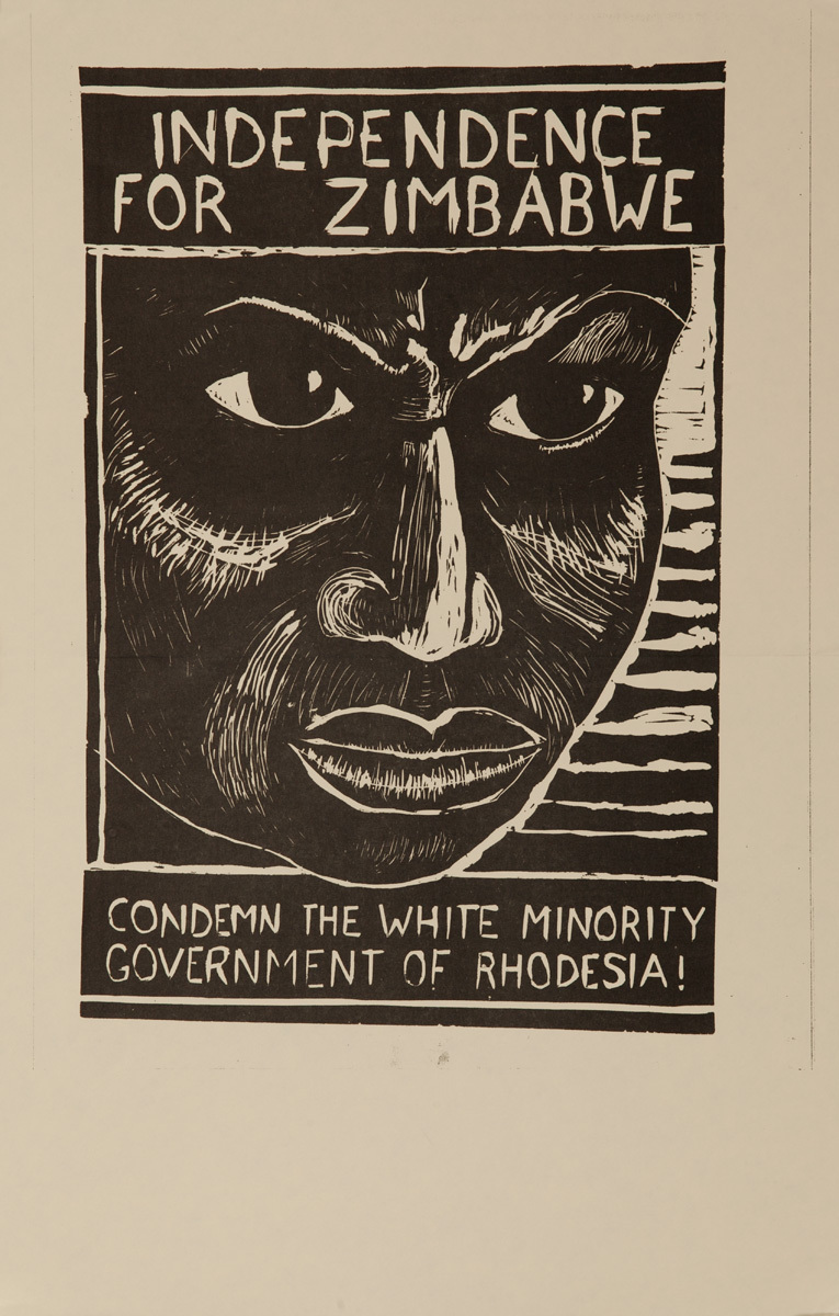 Indepenence for Zimbabwe, Condemn the White Minority Government Of Rhodesia, Original American Protest Poster