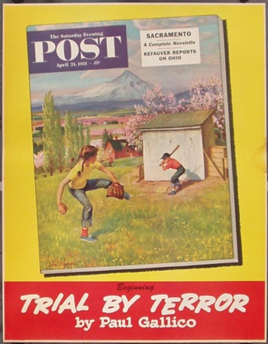 Saturday Evening Post April 21, 1951 Baselball  Vintage Magazine Poster