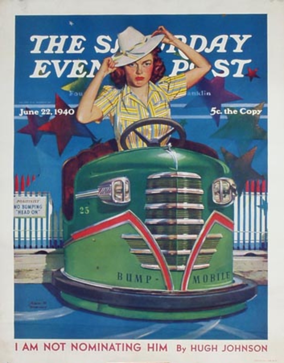 Saturday Evening Post Original Advertising Poster Bumper Cars