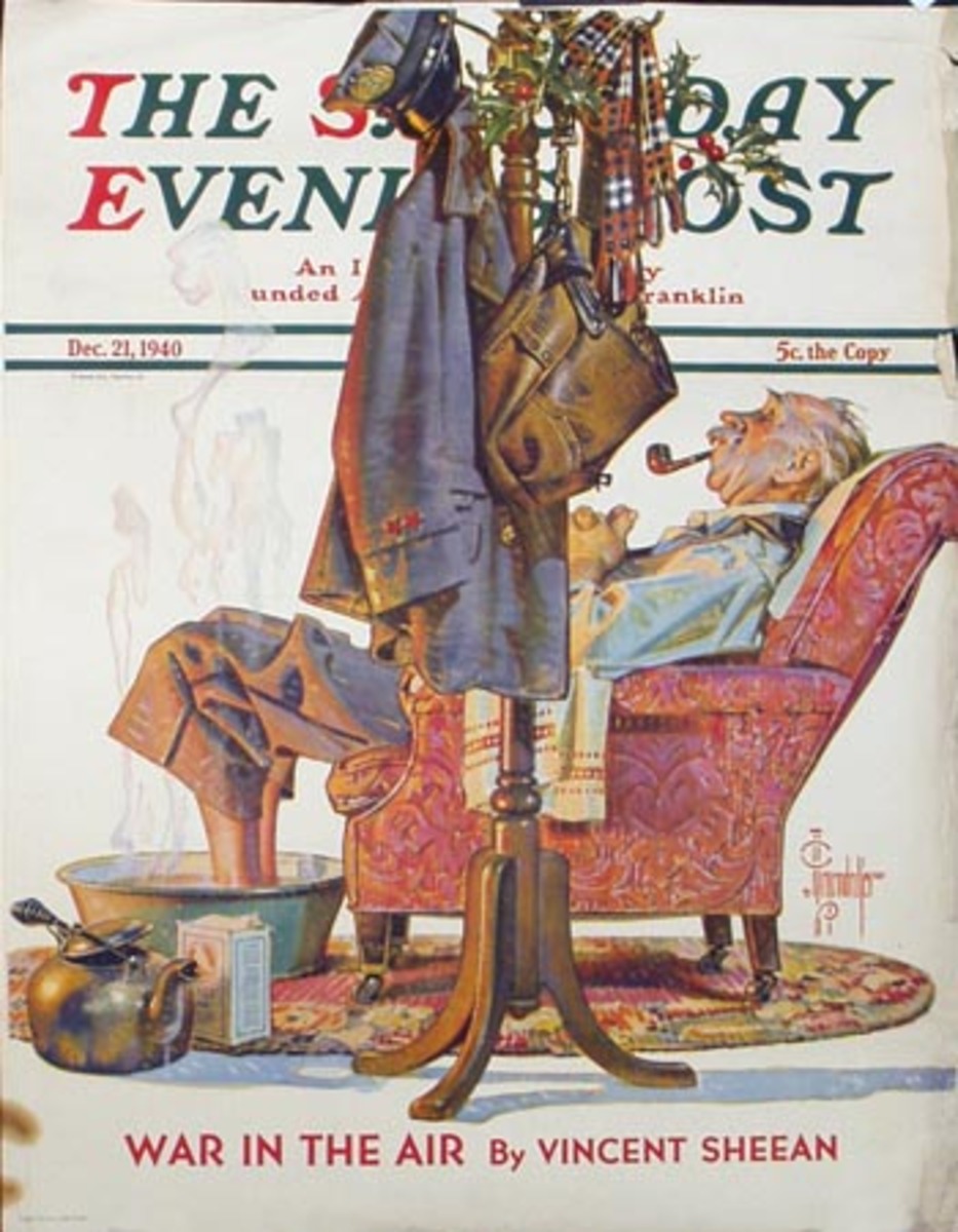 Saturday Evening Post Original Advertising Poster December 21, 1940 Man reading
