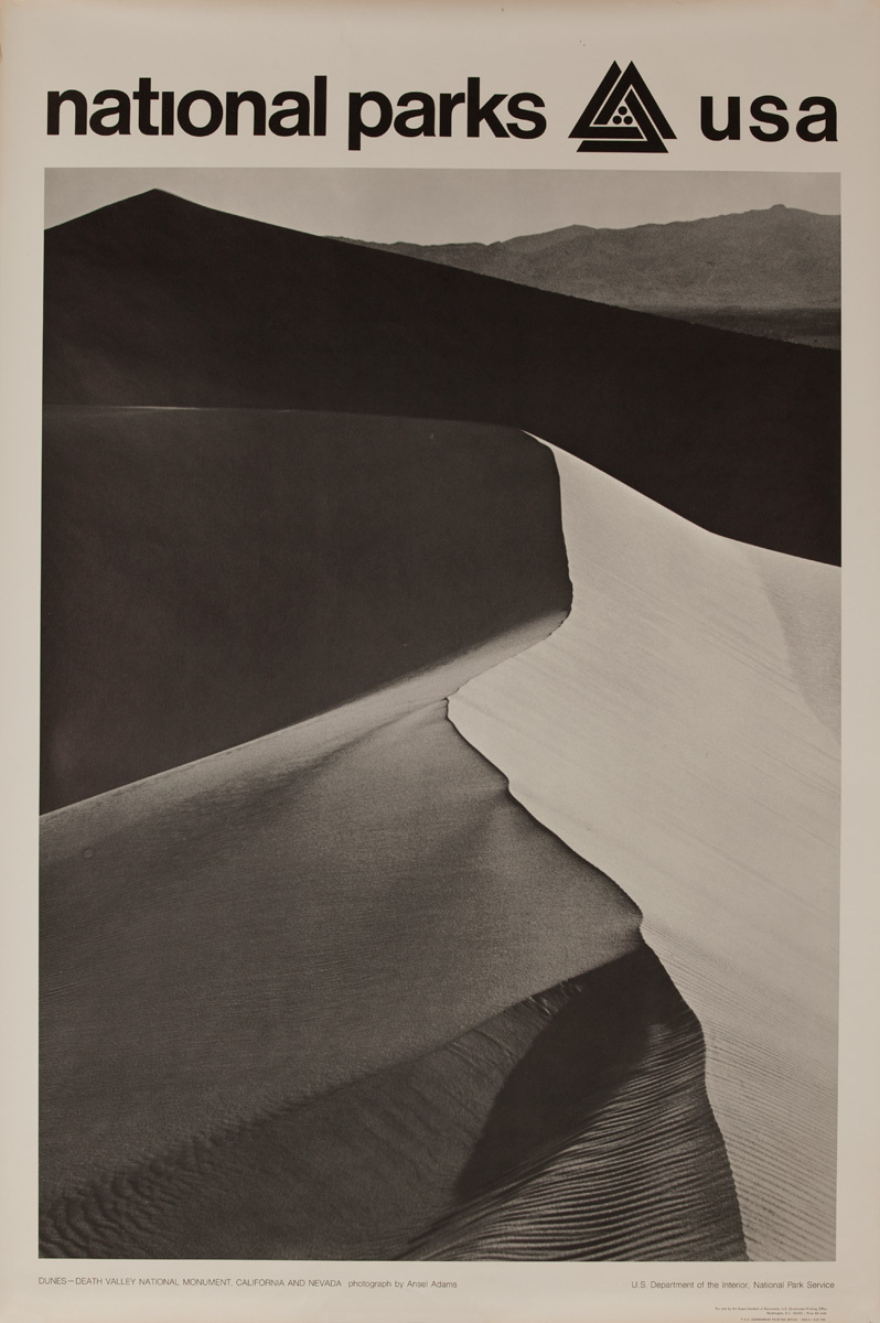 National Parks USA Poster: Dunes Death Valley National Monument, California