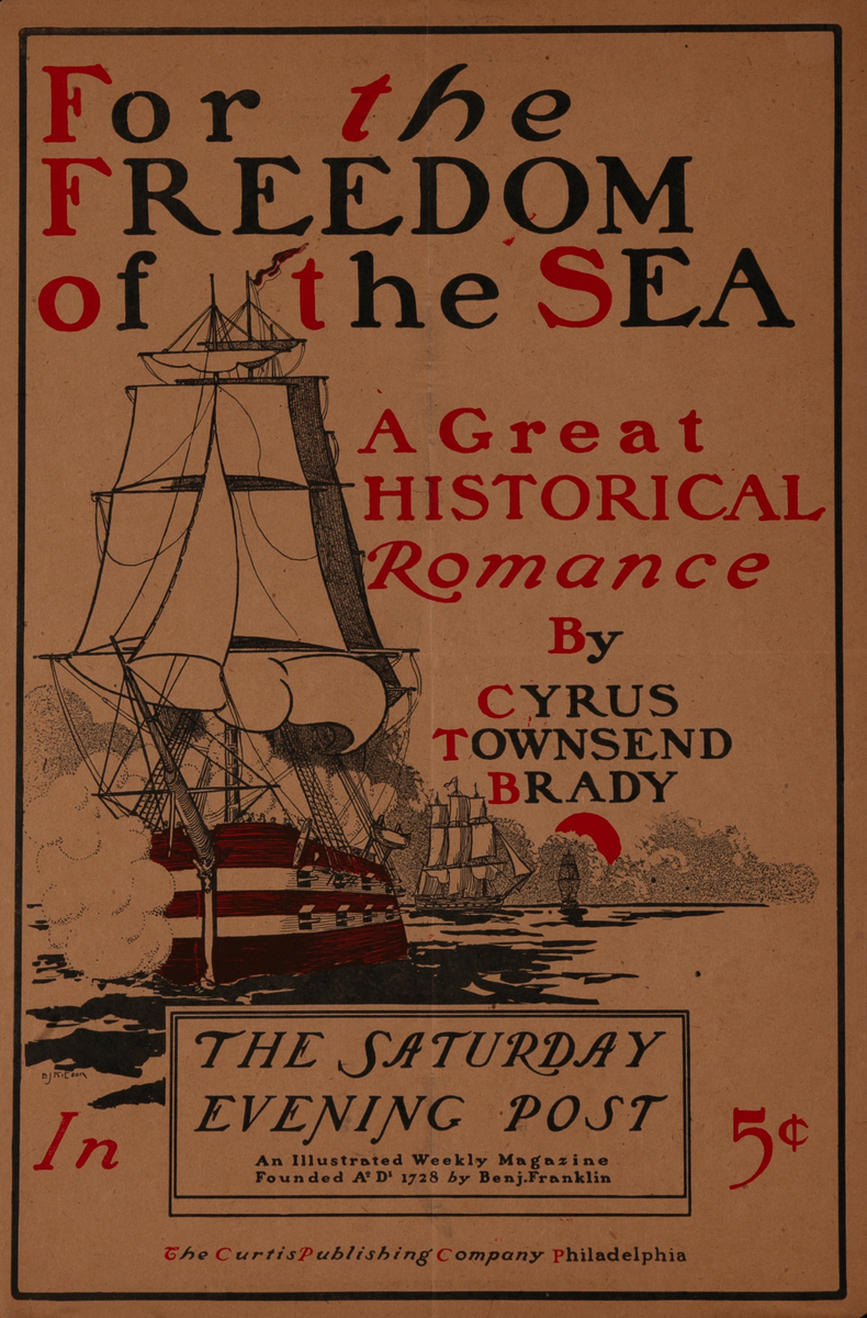 Saturday Evening Post Freedom of the Sea Original Vintage Magazine Poster