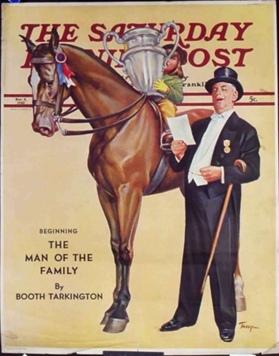 Saturday Evening Post Original Advertising Poster Horse rider and trophy