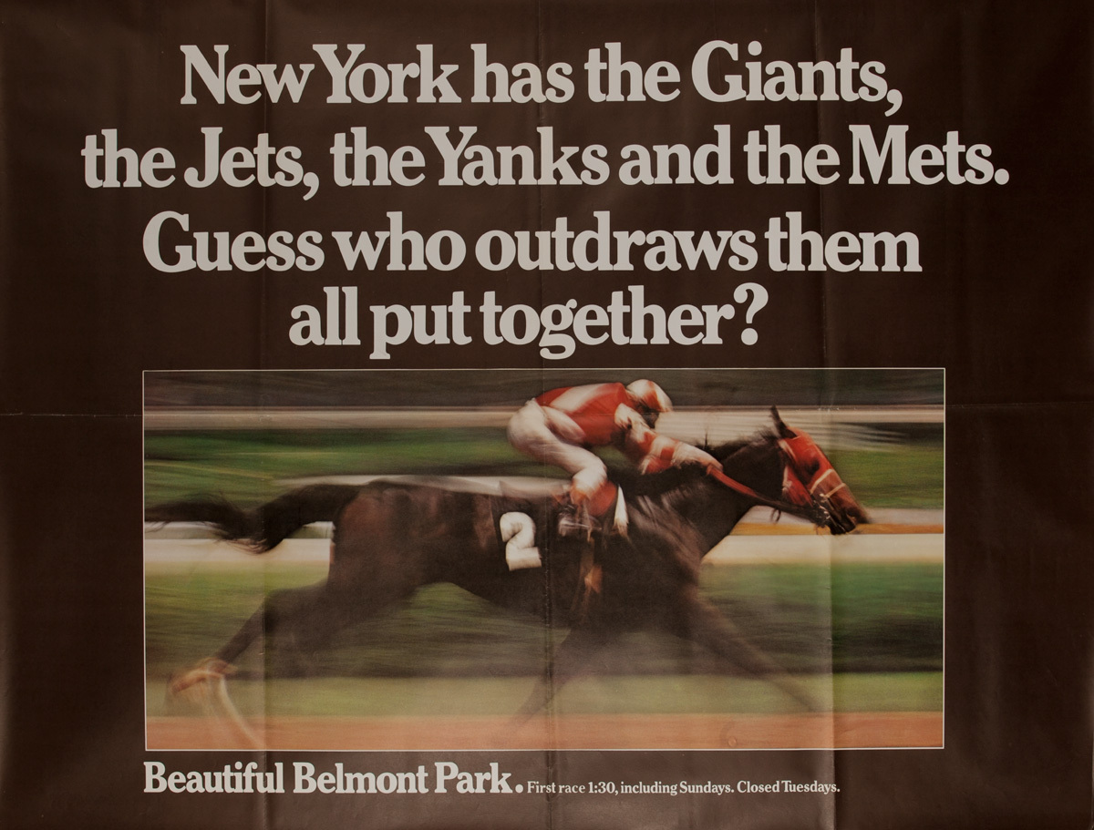 Beautiful Belmont Park, Original New York Horse Racing Poster