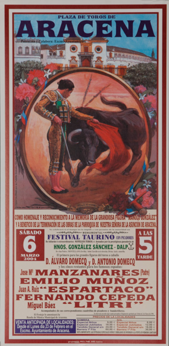 Plaza de Toros de Aracena, Original Spanish Bullfight Poster