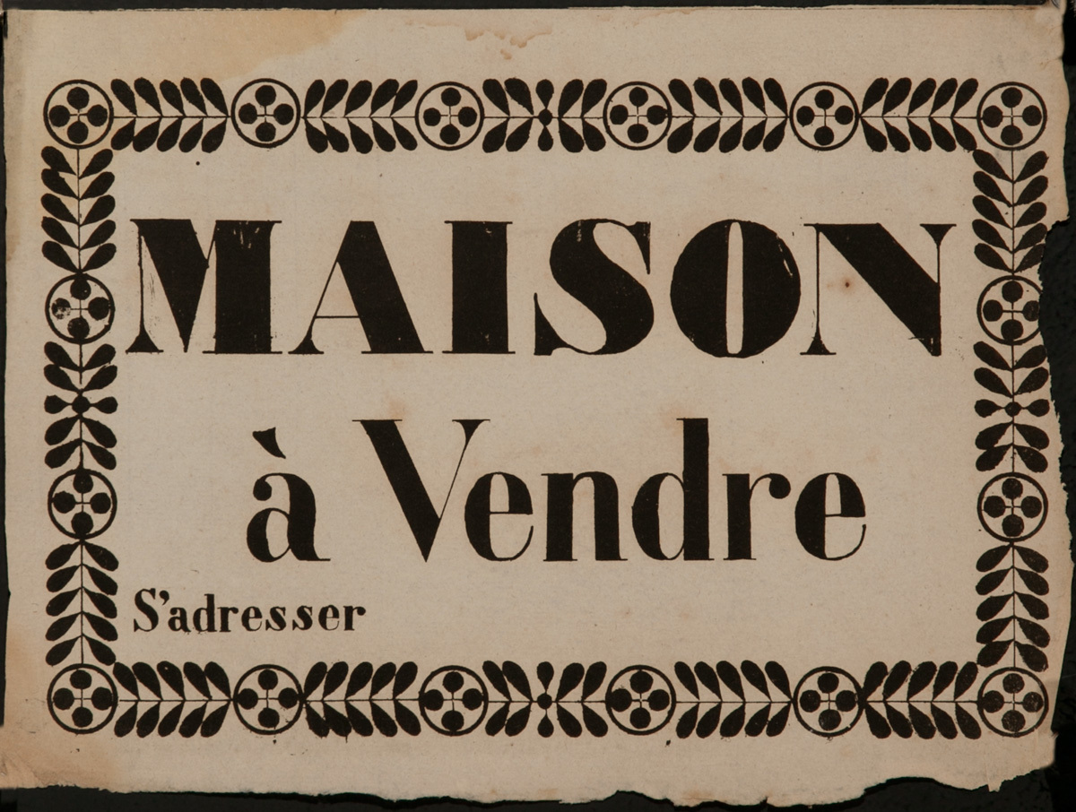 Maison a Vendre, House for Sale, Original French Woodblock Poster
