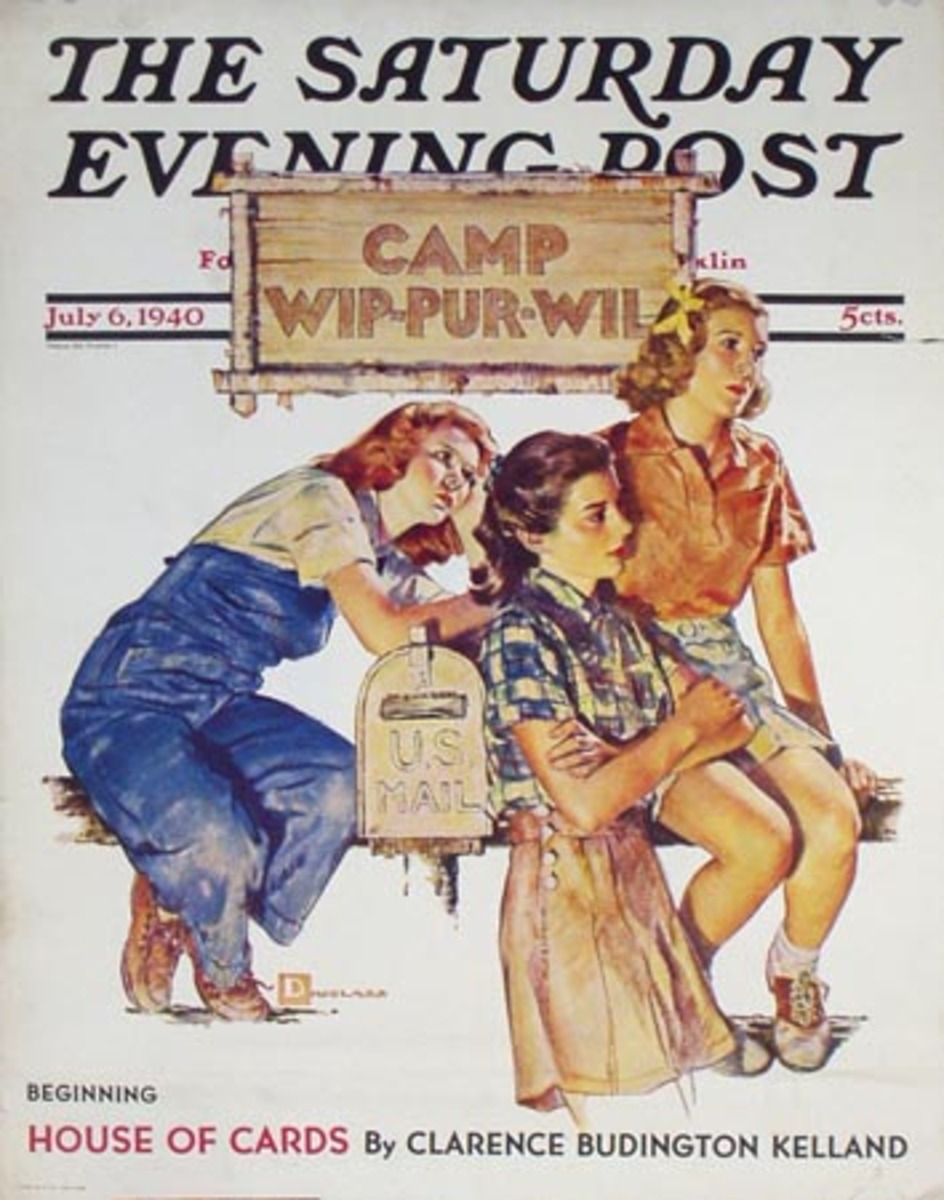 Saturday Evening Post Original Advertising Poster July 6, 1940 Camp Wip-Pur-Wil