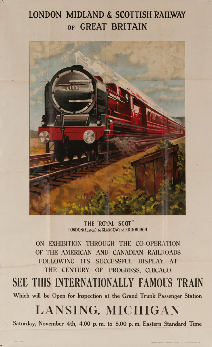  London Midland & Scottish Railway of Great Britain, The "Royal Scot" Original Travel Poster