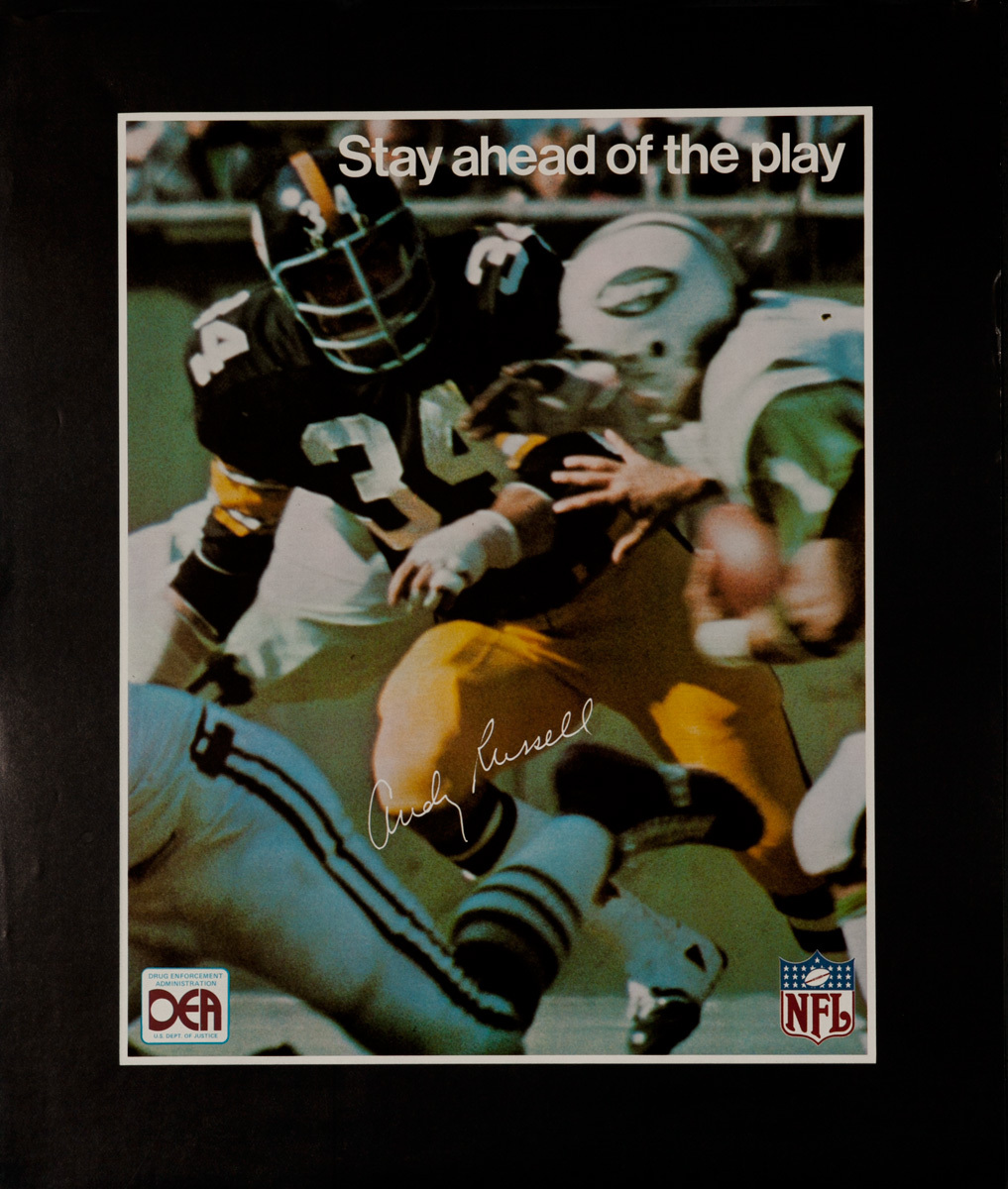 Andy Russell Pittsburgh Steelers, Original DEA Drug Enforcement Poster