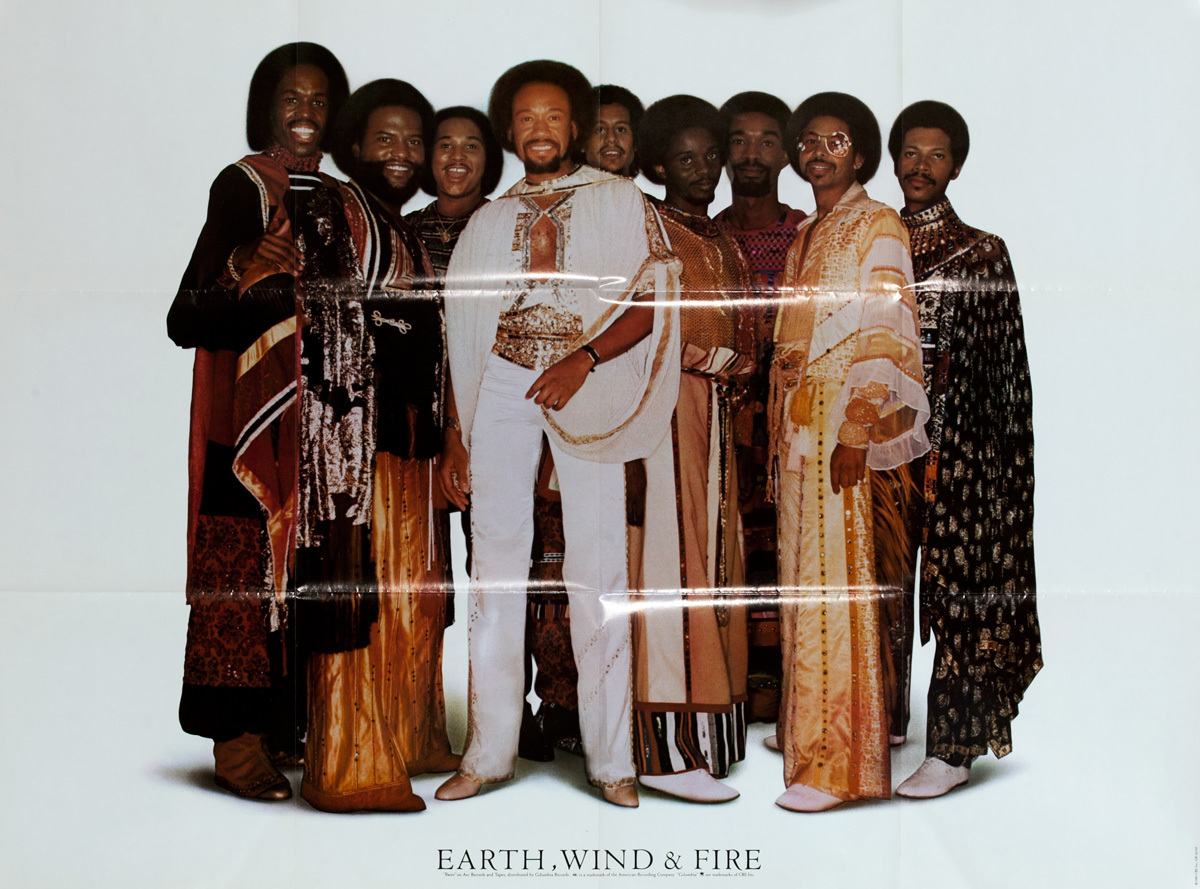 Earth Wind and Fire, Faces on Arc Record, Original Rock and Roll Poster