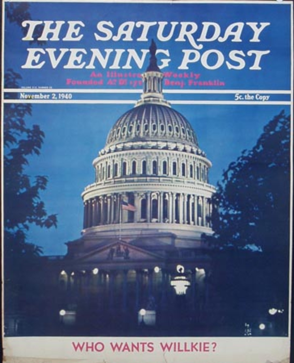 Saturday Evening Post Original Advertising Poster November 2, 1940 Capitol Building Washington