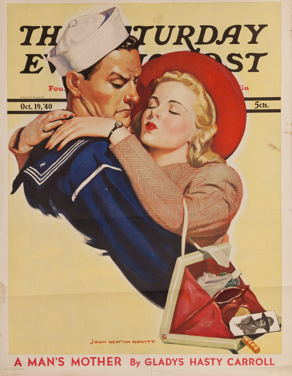 Saturday Evening Post Original Advertising Poster October 19, 1940 Sailor
