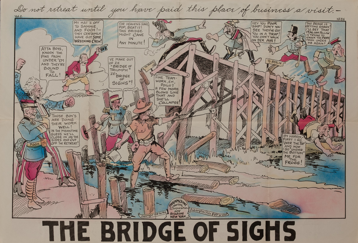 The Bridge of Sighs, Original American World War One Poster Cartoon