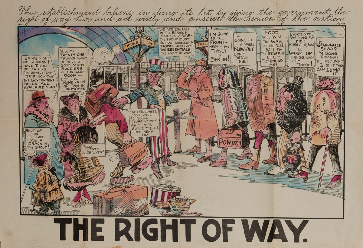The Right of Way, Original American World War One Poster Cartoon