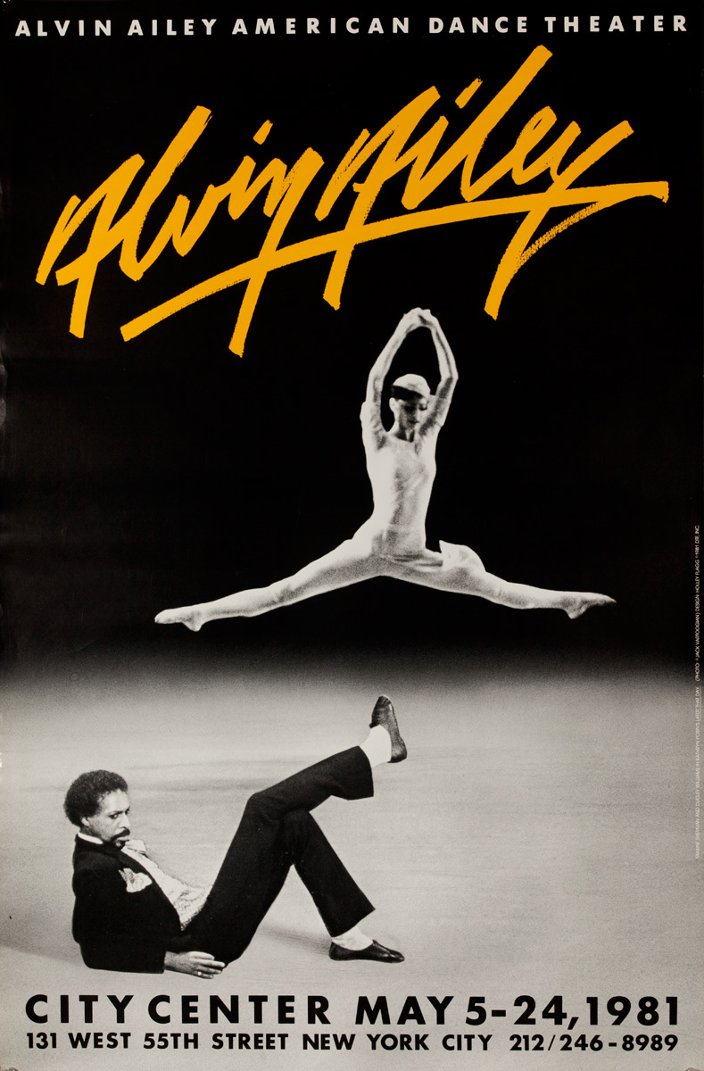 Alvin Ailey Dance, City Center 1981, Original American Dance Poster, yellow