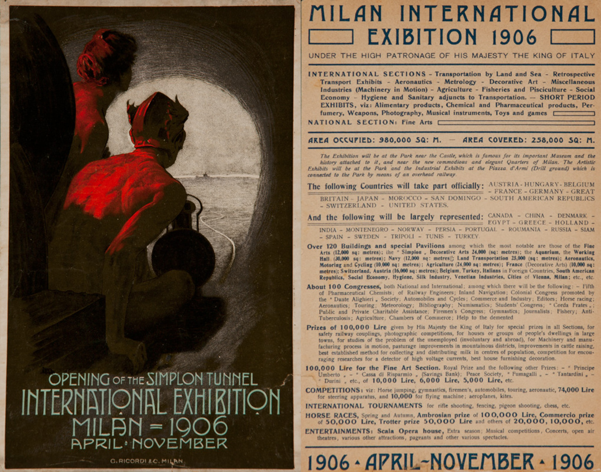 Simplon Tunnel International Exhibition Milan 1906 Original  Flyer