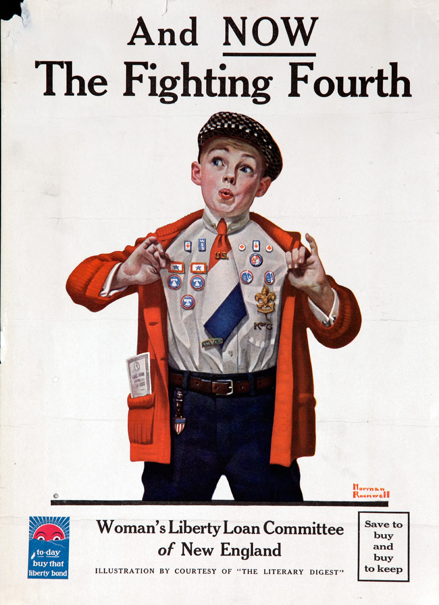 And Now The Fighting Fourth, Original WWI Bond Poster Boy Scout