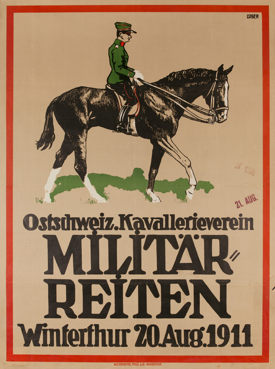 Militar Reiten, Eastern Switzerland Cavalry Club Military Riding, Original Swiss  Poster