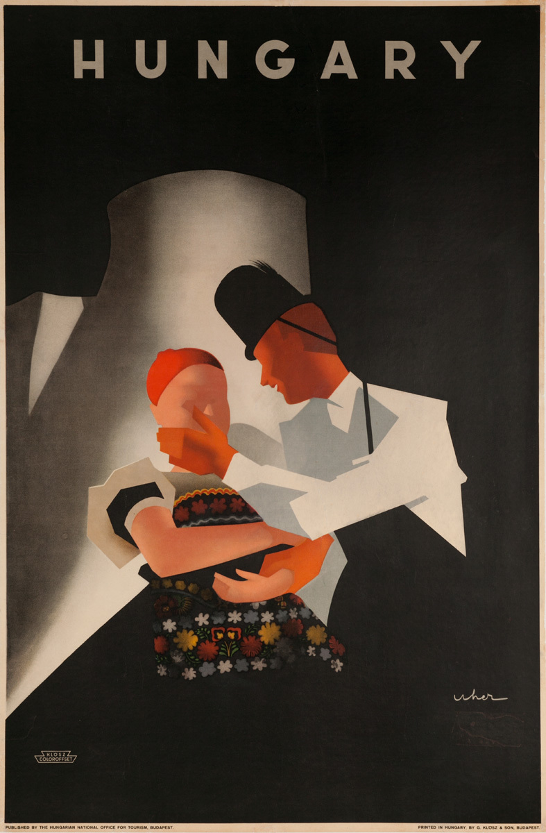 Original Hungarian Travel Poster, Hungary, Dancing Couple