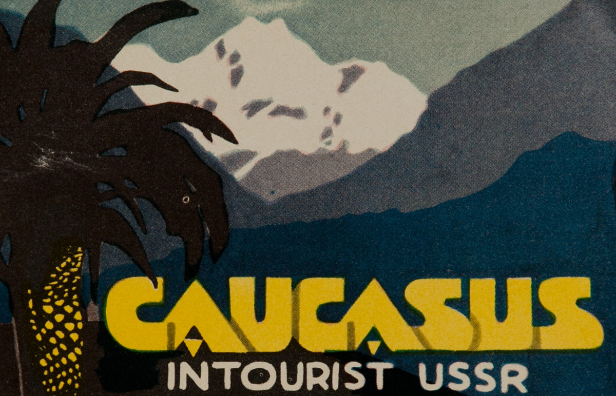 Caucascus Intourist USSR Original Luggage Label 