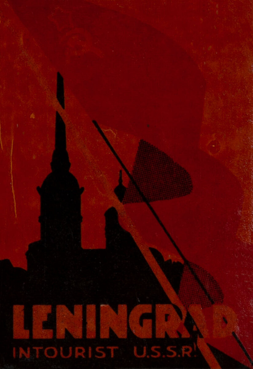 Leningrad Intourist USSR Original Luggage Label Flag