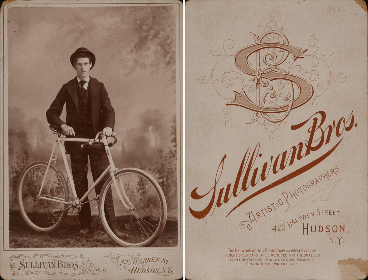 Original New York Cabinet Card, Bicyclist