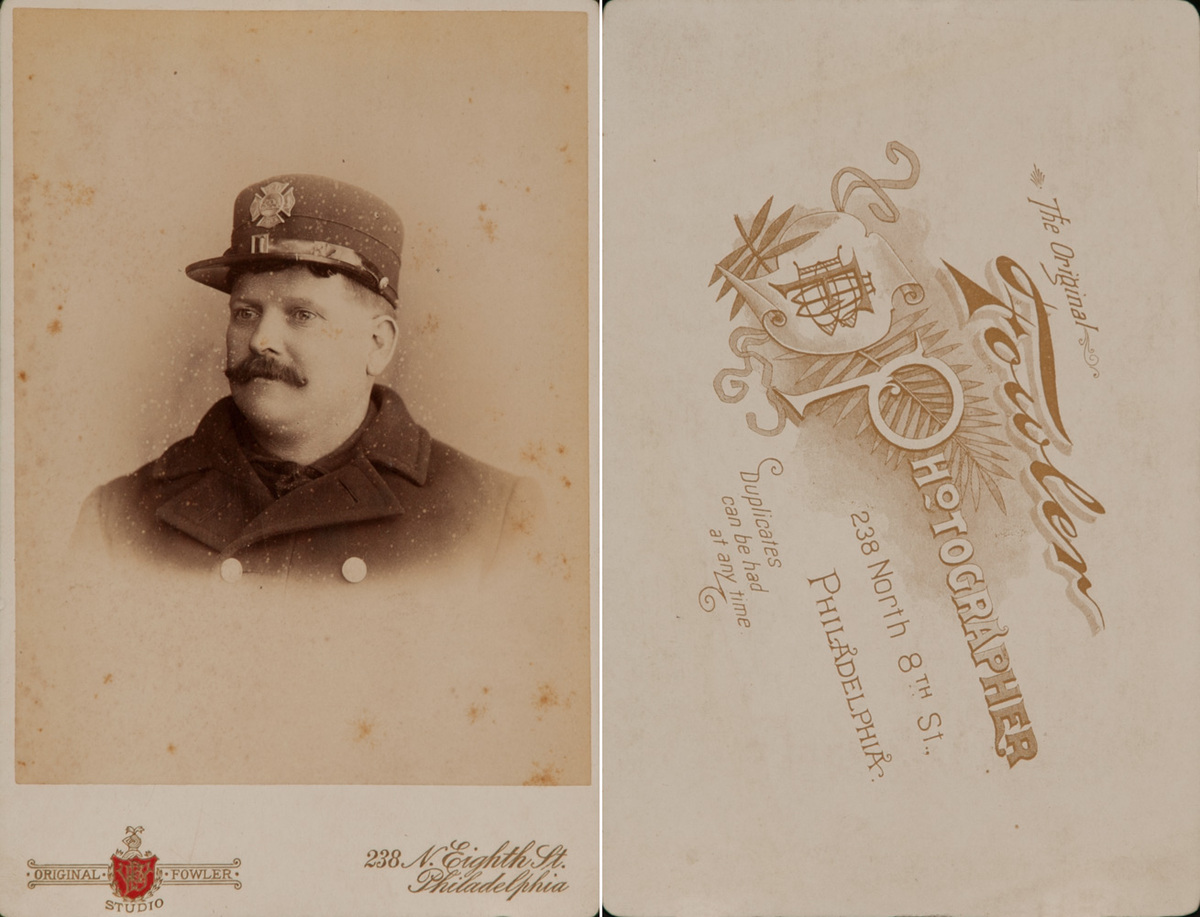 Original Philadelphia Fireman Cabinet Card,  Fowler Studio