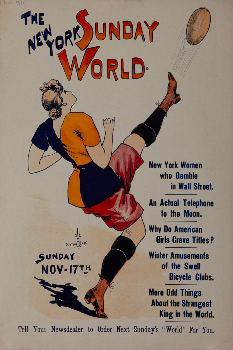 New York Sunday World Nov 17 Football  Original American Literary Poster 