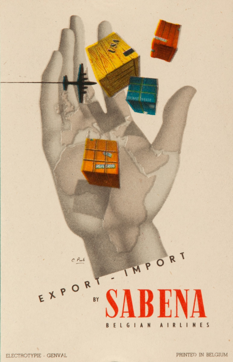 Sabena Original Luggage Label, Air Freight 