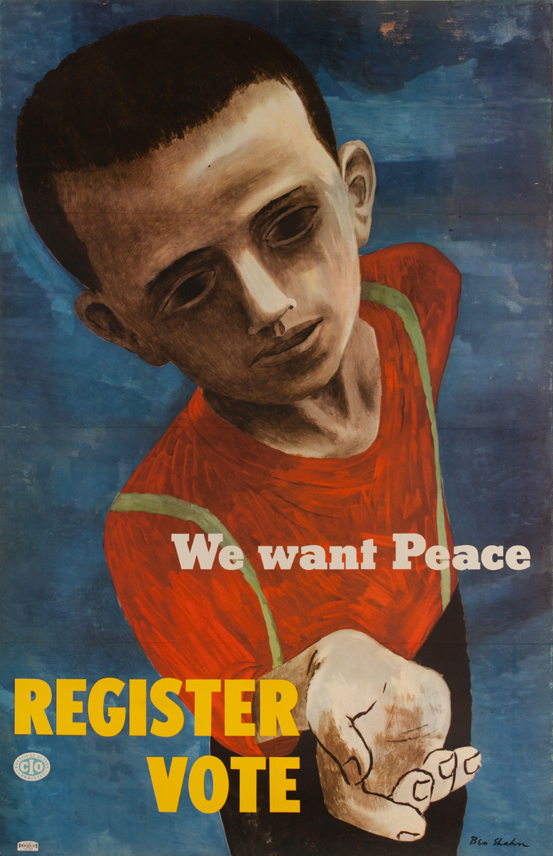 Register to Vote, We Want Peace Original CIO Voter Registration Poster