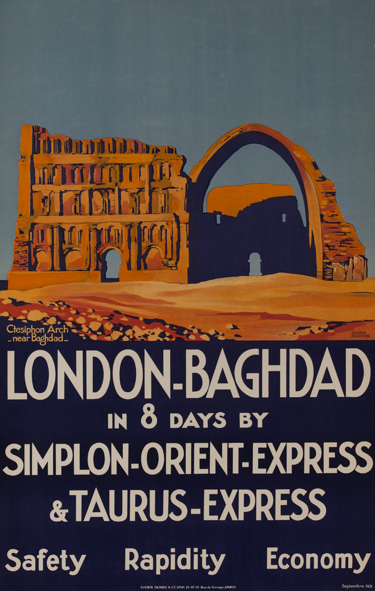 London-Baghdad Original Simplon-Orient-Express Rail Poster
