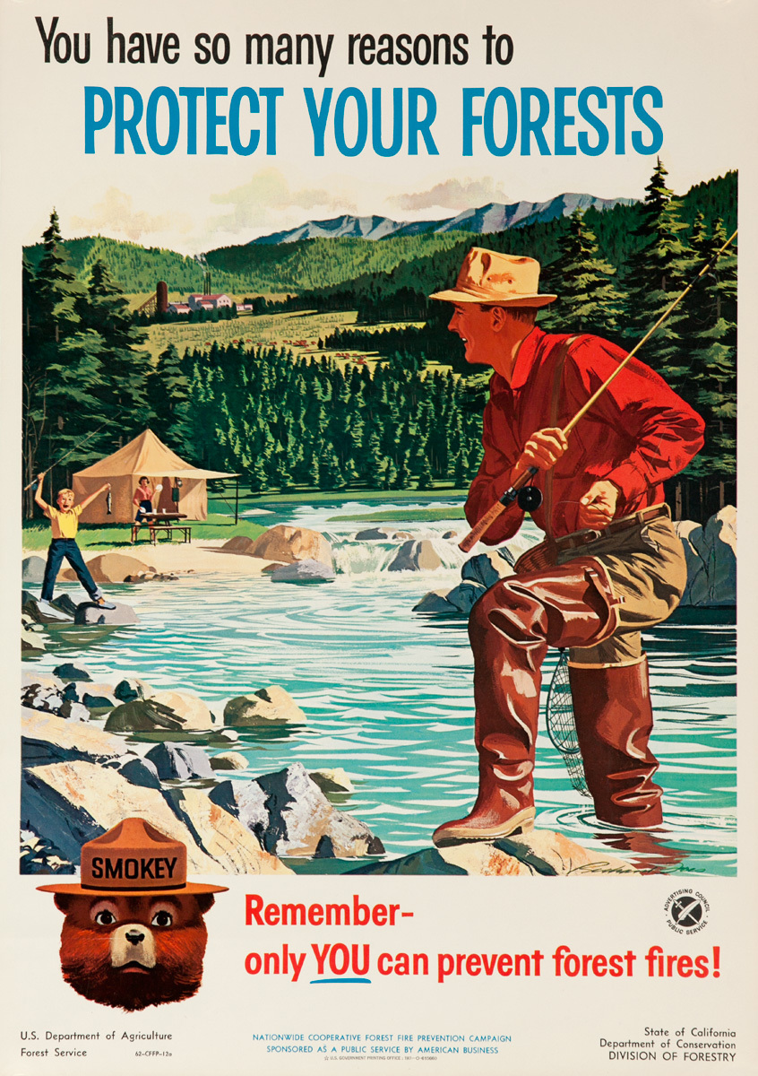 Smokey Bear Fire Prevention Poster You Have So Many Reasons to Protect Your Forests, Flyfisher and Son