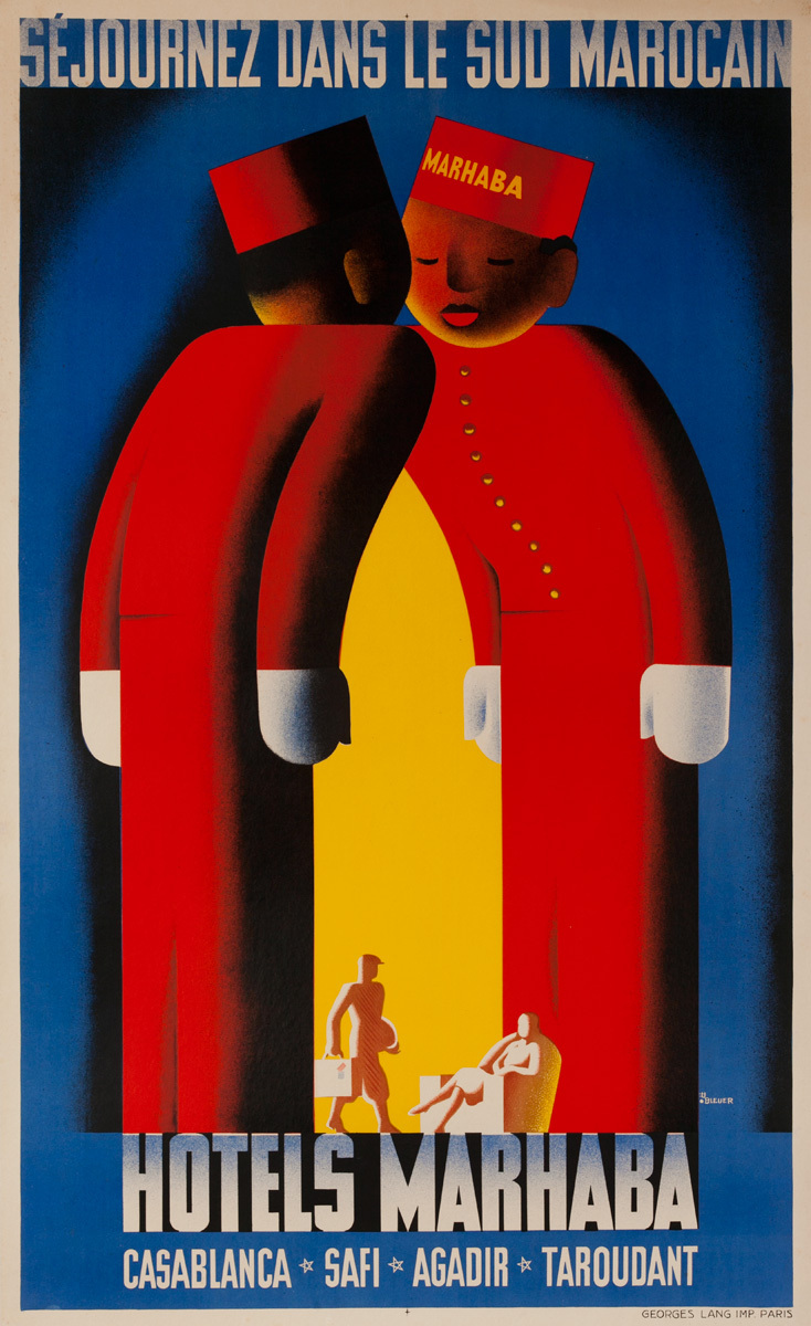 HOTELS MARHABA, Casablanca-Safi-Agadir-Taroudant, Original Moroccan Travel Poster