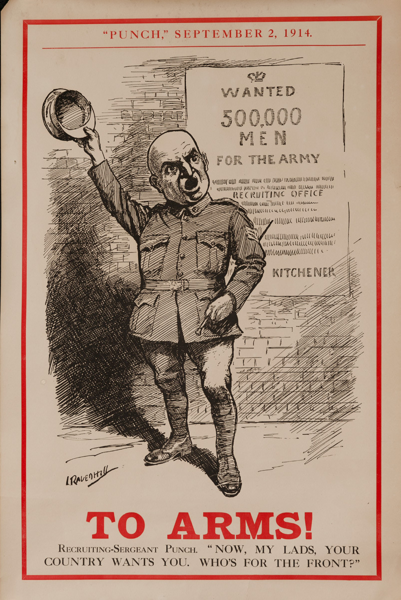 To Arms! Wanted 500,000 Men, Original British WWI Punch Poster