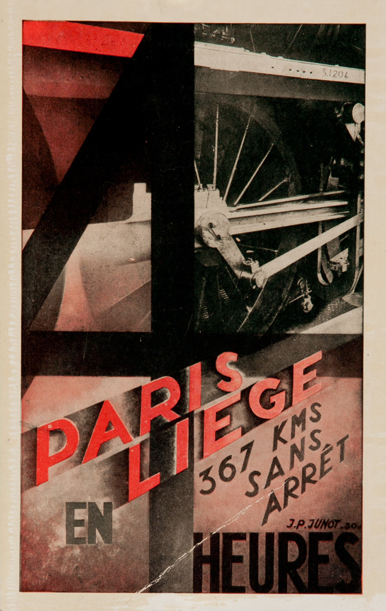 Paris Liege en 4 Heures Original French Chemin de Fer Travel Advertising Card