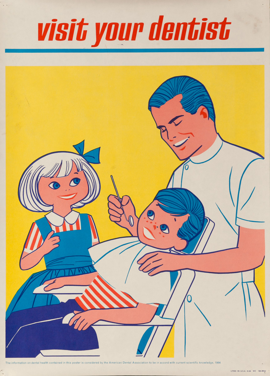 Visit Your Dentist, Original ADA American Dental Association Poster