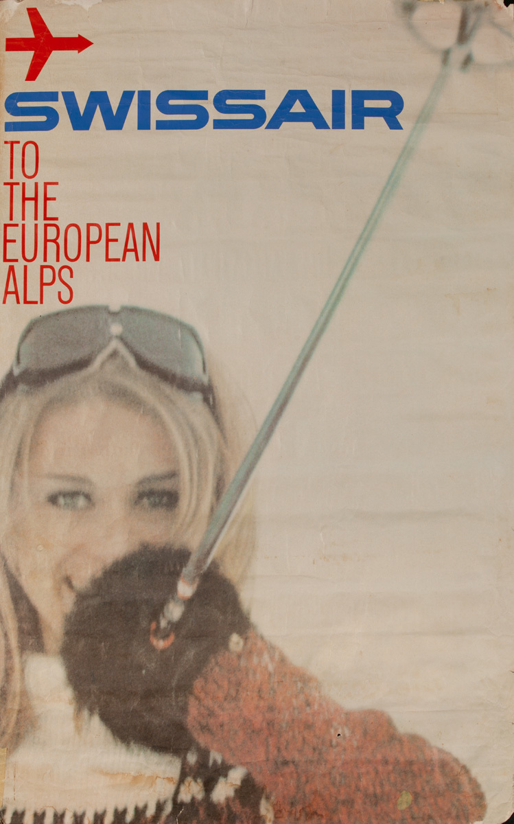 Swissair to the European Alps, Original Swiss Ski Poster