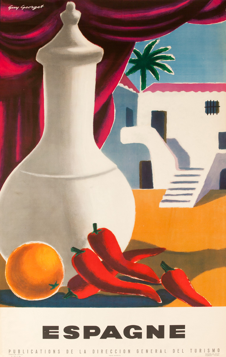 Espagna, Spain Original Travel Poster orange peppers