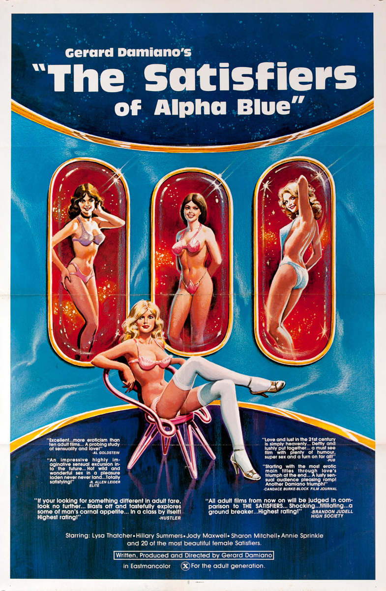 Gerard Damiano's Athe Satisfiers of Alpha Blue, Original American X Rated Porno Movie Poster