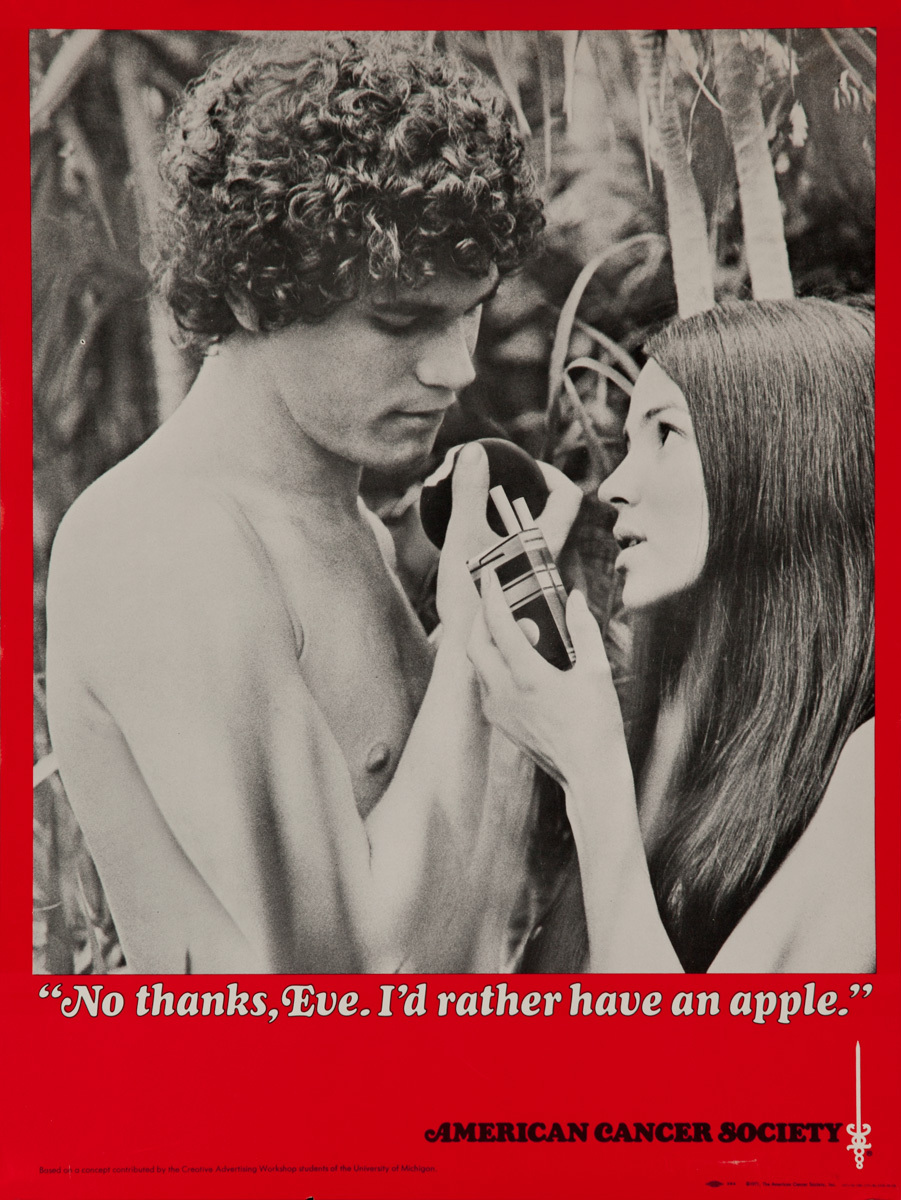 No Thanks, Eve. I'd Rather Have an Apple, Original American Cancer Society Anti-Smoking Poster