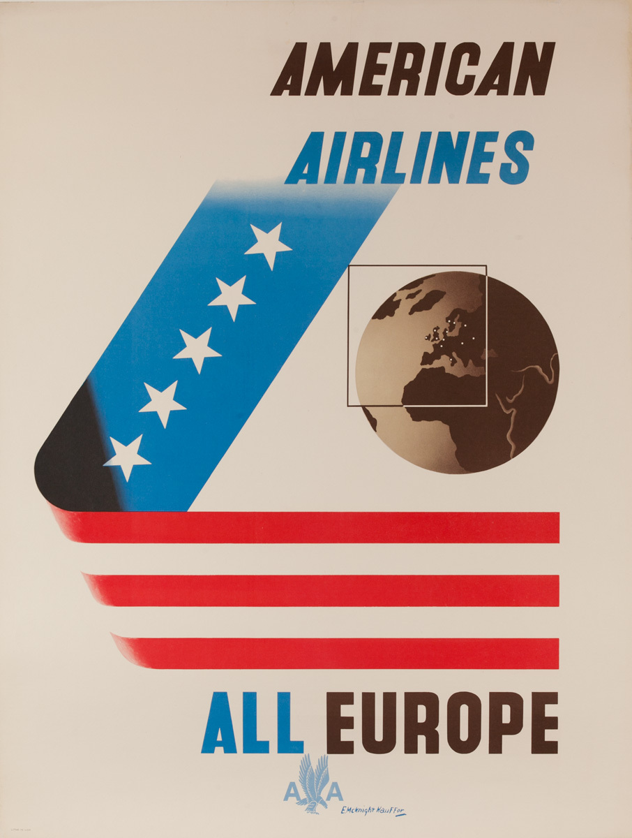 American Airlines All Europe Original Travel Poster