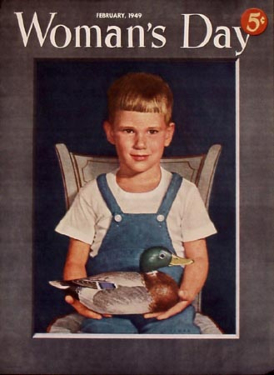 Woman's Day Original Literary Poster Boy w/duck Decoy