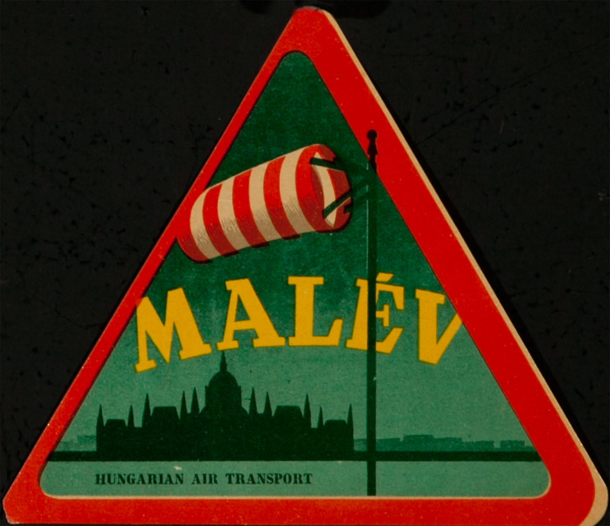 Malev Hungarian Air Transport Original Luggage Label Windsock