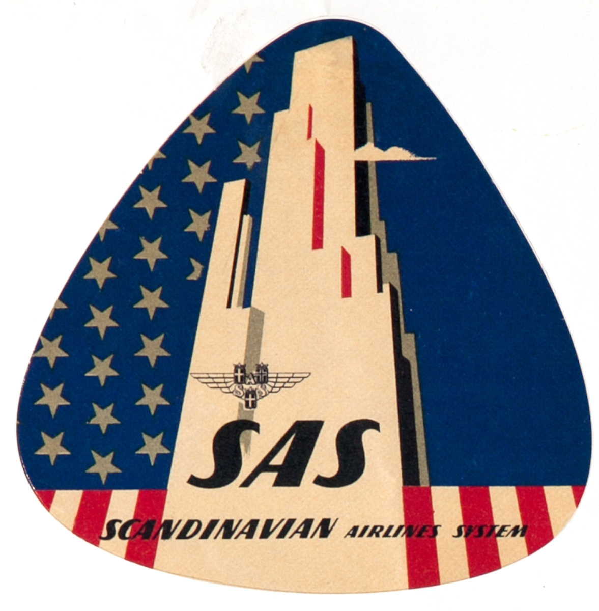 SAS Scandinavian Airlines System, USA Buildings Original Luggage Labels