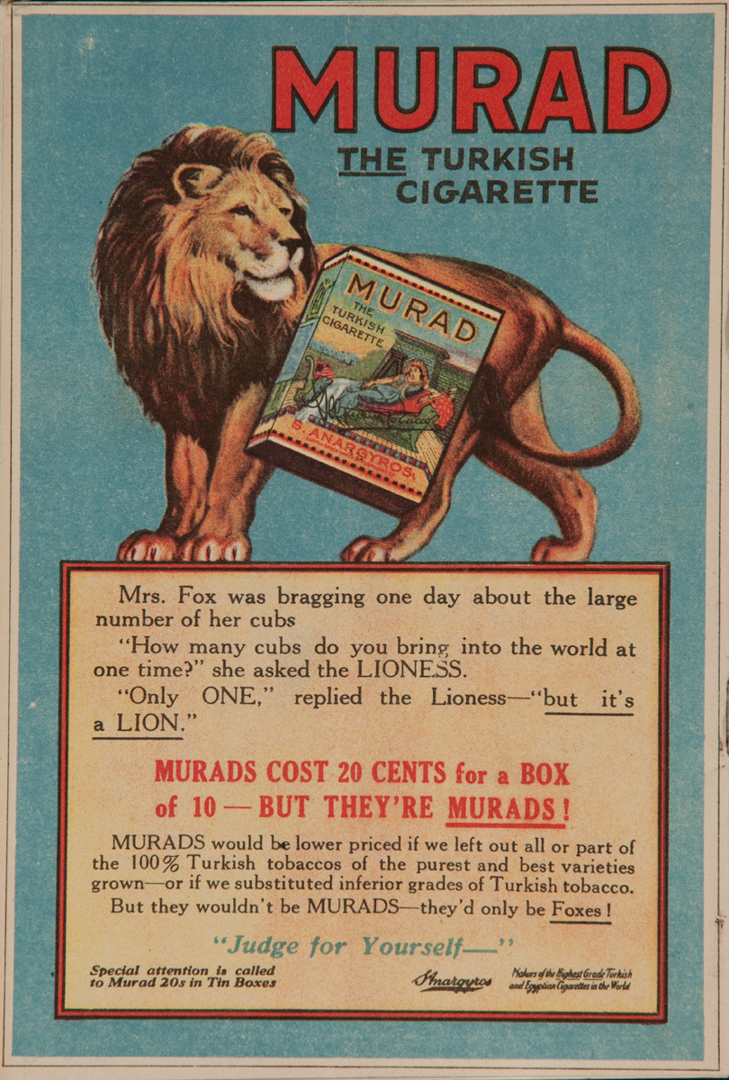 Murad Turkish Cigarette Advertisiment, Lion