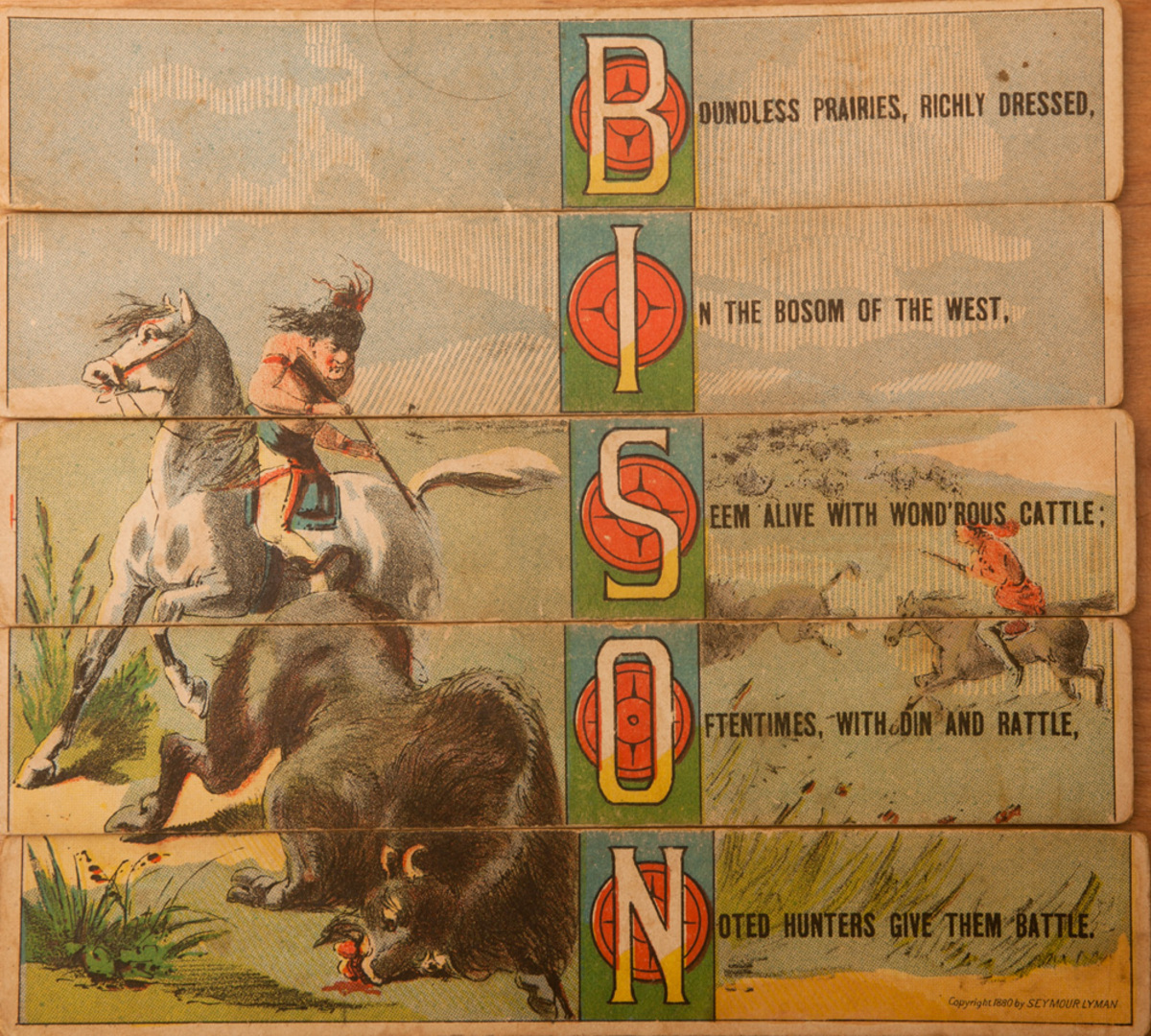 Original 19th Century Childs Spelling Puzzle, Bison