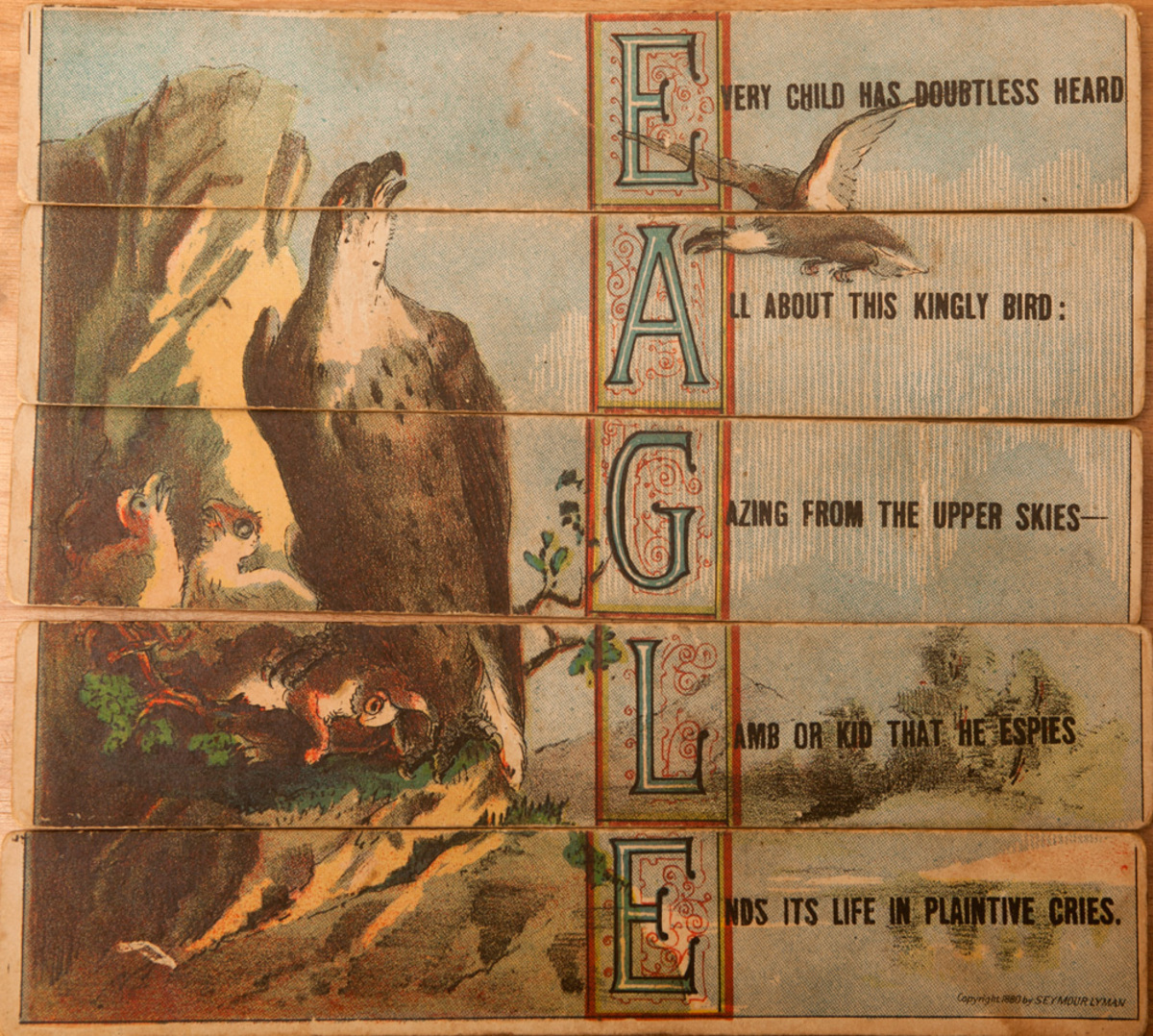 Original 19th Century Childs Spelling Puzzle, Eagle
