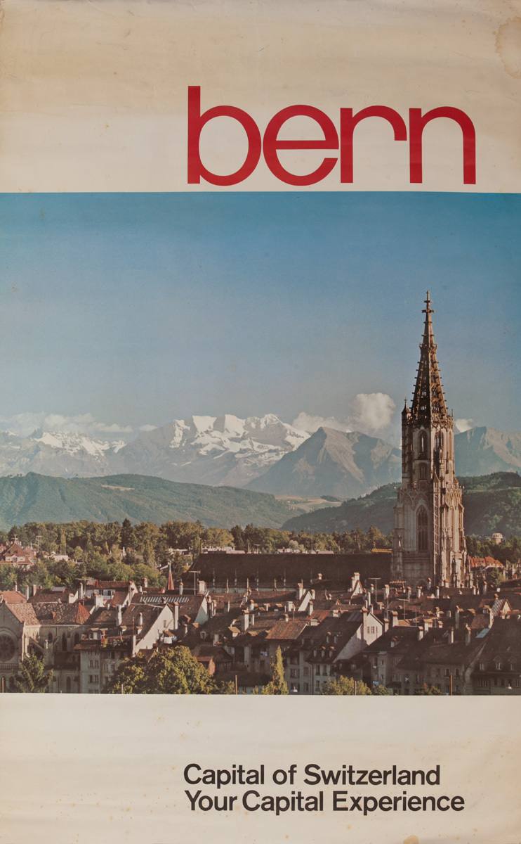 Capital of Switzerland Bern, Original Swiss Travel Poster