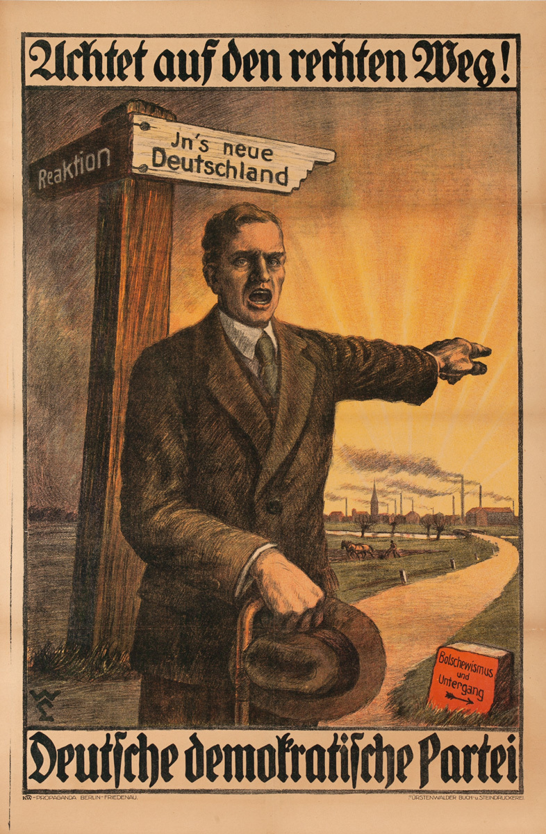 Deutsche Demokratische Partei, German Democratic Party, Original Political Poster, The Right Pays Off  
